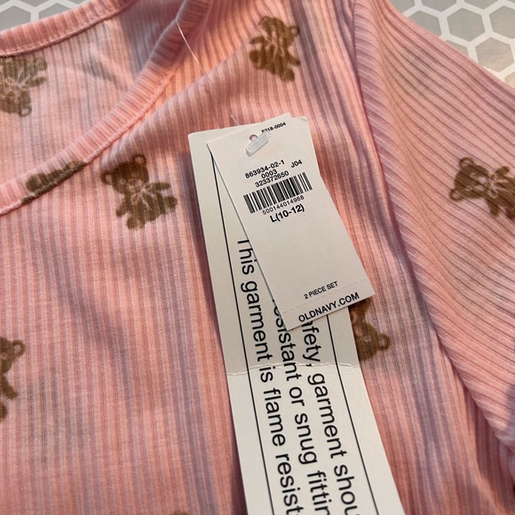 NWT Old Navy Pink Ribbed Teddy Bear Pajama w Shorts Set. Size L (10-12) - Picture 5 of 6